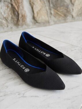 Rothy’s The Point Black Solid Pointed Toe Flats Size 8